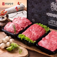 (면세) [안동우담한우]1+등급이상 한우 구이정육 실속세트 2호 1.2kg(등심400g + 국거리400g + 불고기400g)