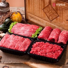 (면세) [안동우담한우]1+등급이상 한우 정육 실속세트 4호 2.0kg(국거리500g + 불고기500g + 산적500g + 다짐육500g)