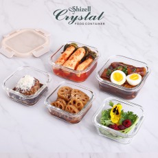 크리스탈 내열밀폐용기 정사각5종세트(정사각320ml*3ea+520ml*2ea)